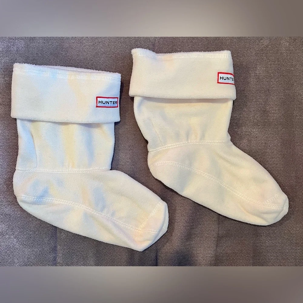 Hunter Short Boot Cream Fleece Welly Socks Womens Size ML (8-10) - Picture 2 of 4